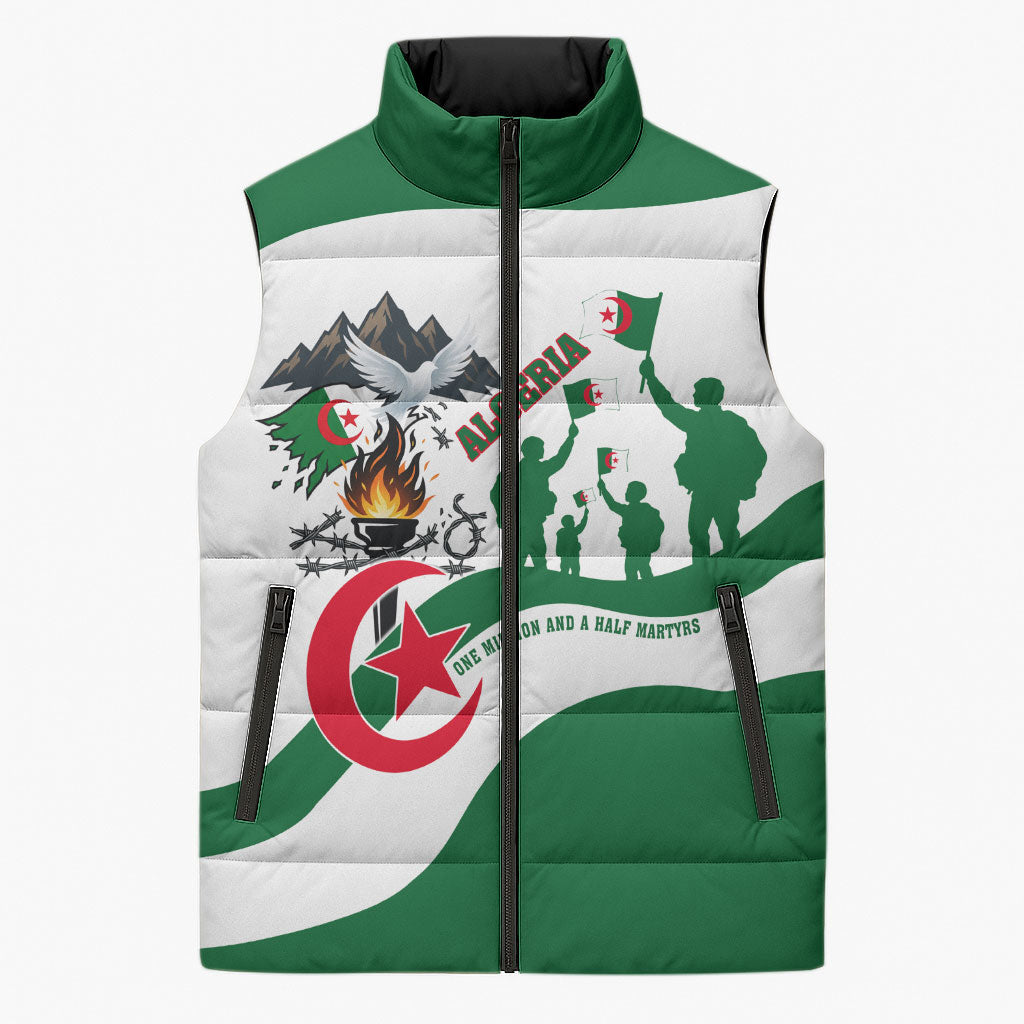 Algeria Revolution Day Sleeveless Puffer Jacket Algerian Freedom Patriot - One Million And A Half Martyrs