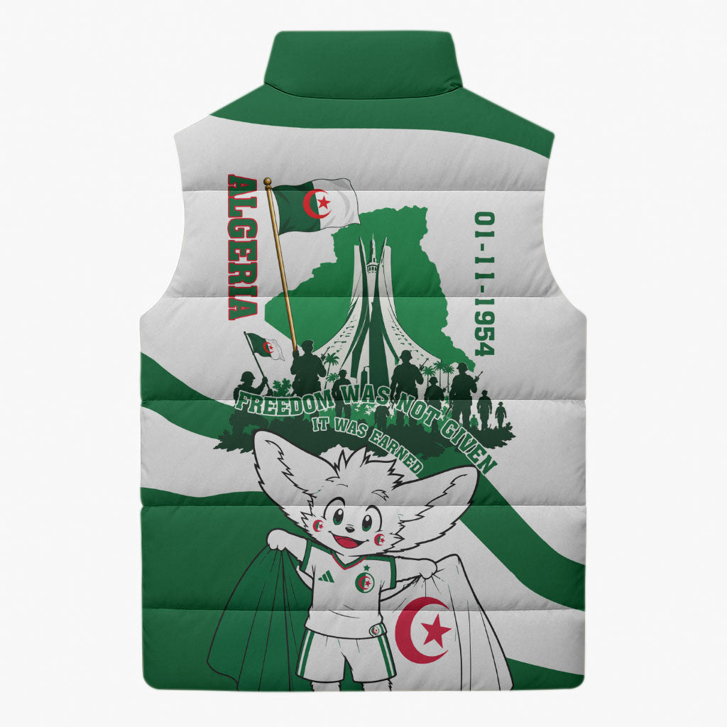 Algeria Revolution Day Sleeveless Puffer Jacket Algerian Freedom Patriot - One Million And A Half Martyrs