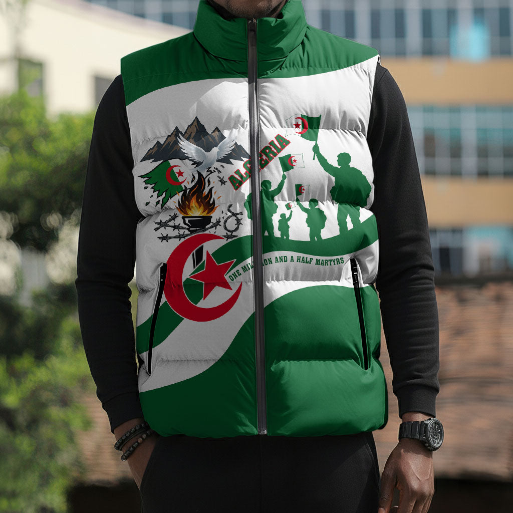 Algeria Revolution Day Sleeveless Puffer Jacket Algerian Freedom Patriot - One Million And A Half Martyrs