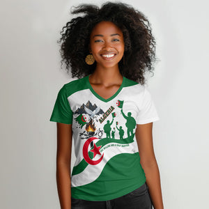 Algeria Revolution Day Women V-Neck T-Shirt Algerian Freedom Patriot - One Million And A Half Martyrs
