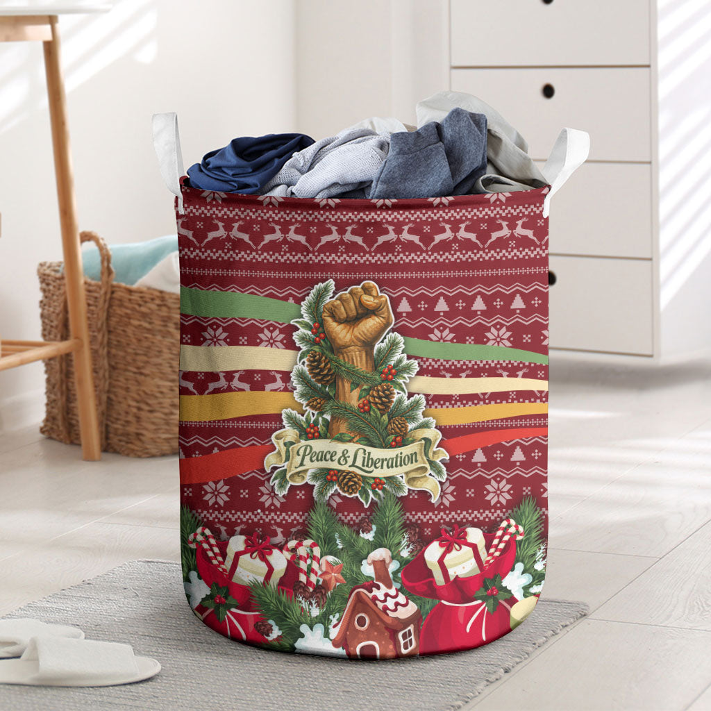 Malcolm X Peace And Liberation Christmas Laundry Basket Pattern Pan African Colors Xmas Holiday