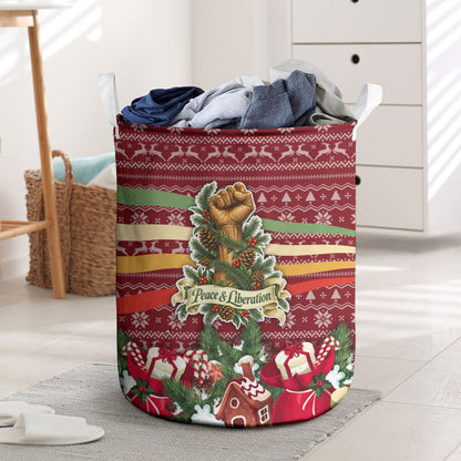 Malcolm X Peace And Liberation Christmas Laundry Basket Pattern Pan African Colors Xmas Holiday