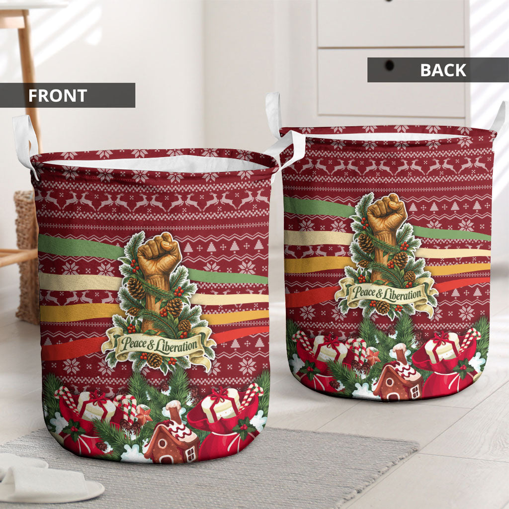 Malcolm X Peace And Liberation Christmas Laundry Basket Pattern Pan African Colors Xmas Holiday