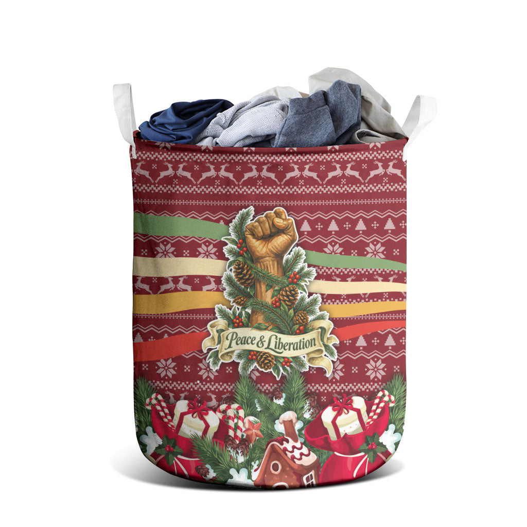 Malcolm X Peace And Liberation Christmas Laundry Basket Pattern Pan African Colors Xmas Holiday
