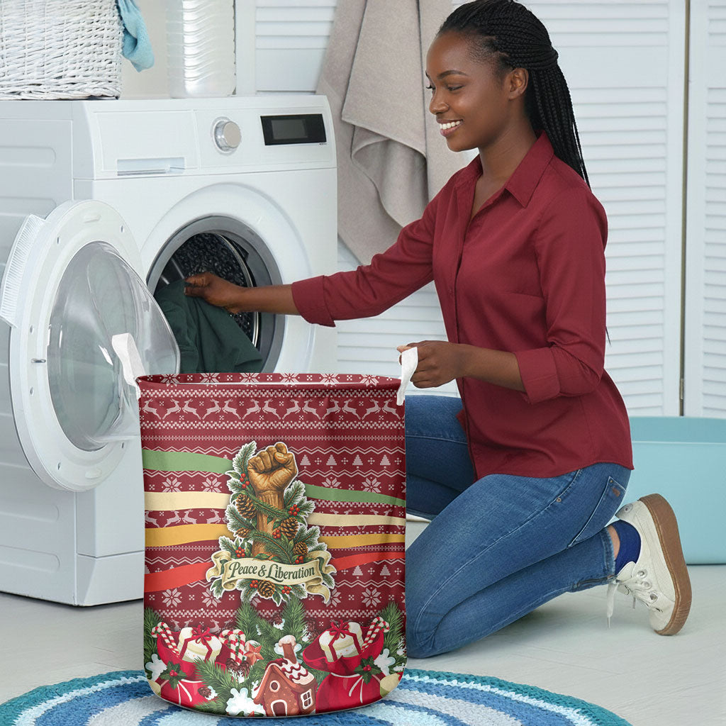 Malcolm X Peace And Liberation Christmas Laundry Basket Pattern Pan African Colors Xmas Holiday