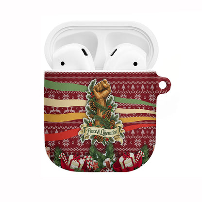 Malcolm X Peace And Liberation Christmas AirPods Case Pattern Pan African Colors Xmas Holiday