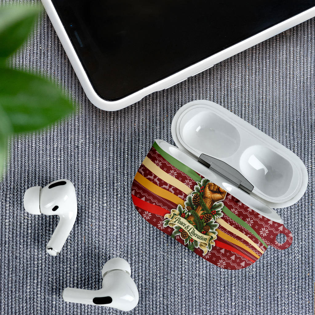 Malcolm X Peace And Liberation Christmas AirPods Case Pattern Pan African Colors Xmas Holiday