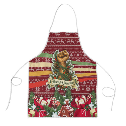 Malcolm X Peace And Liberation Christmas Apron Pattern Pan African Colors Xmas Holiday
