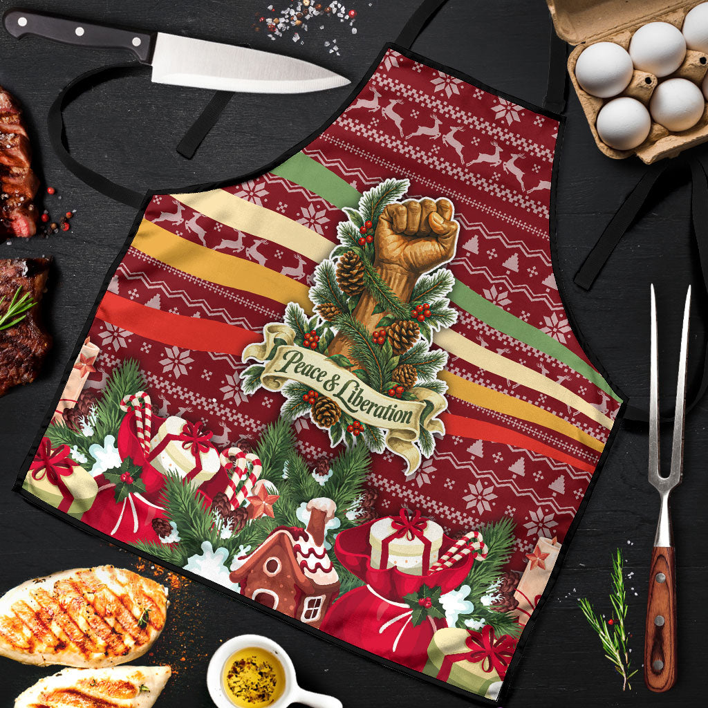 Malcolm X Peace And Liberation Christmas Apron Pattern Pan African Colors Xmas Holiday