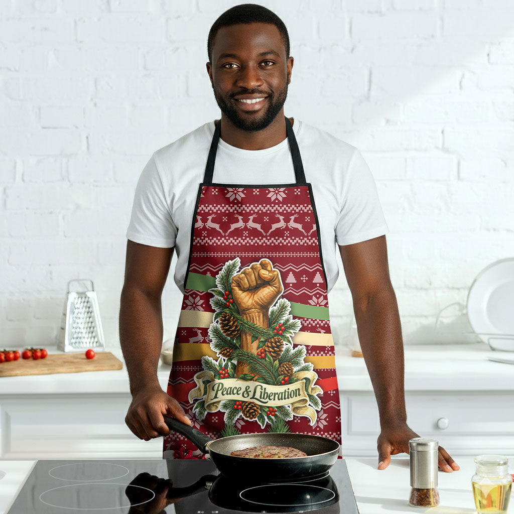 Malcolm X Peace And Liberation Christmas Apron Pattern Pan African Colors Xmas Holiday