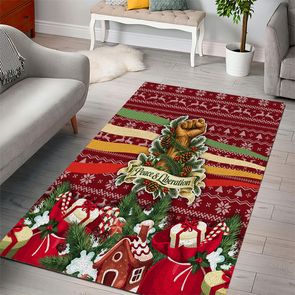 Malcolm X Peace And Liberation Christmas Area Rug Pattern Pan African Colors Xmas Holiday