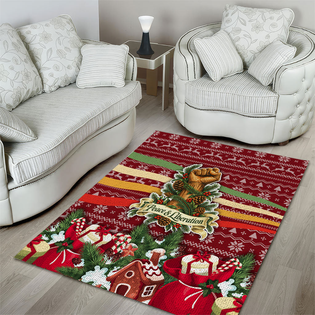 Malcolm X Peace And Liberation Christmas Area Rug Pattern Pan African Colors Xmas Holiday