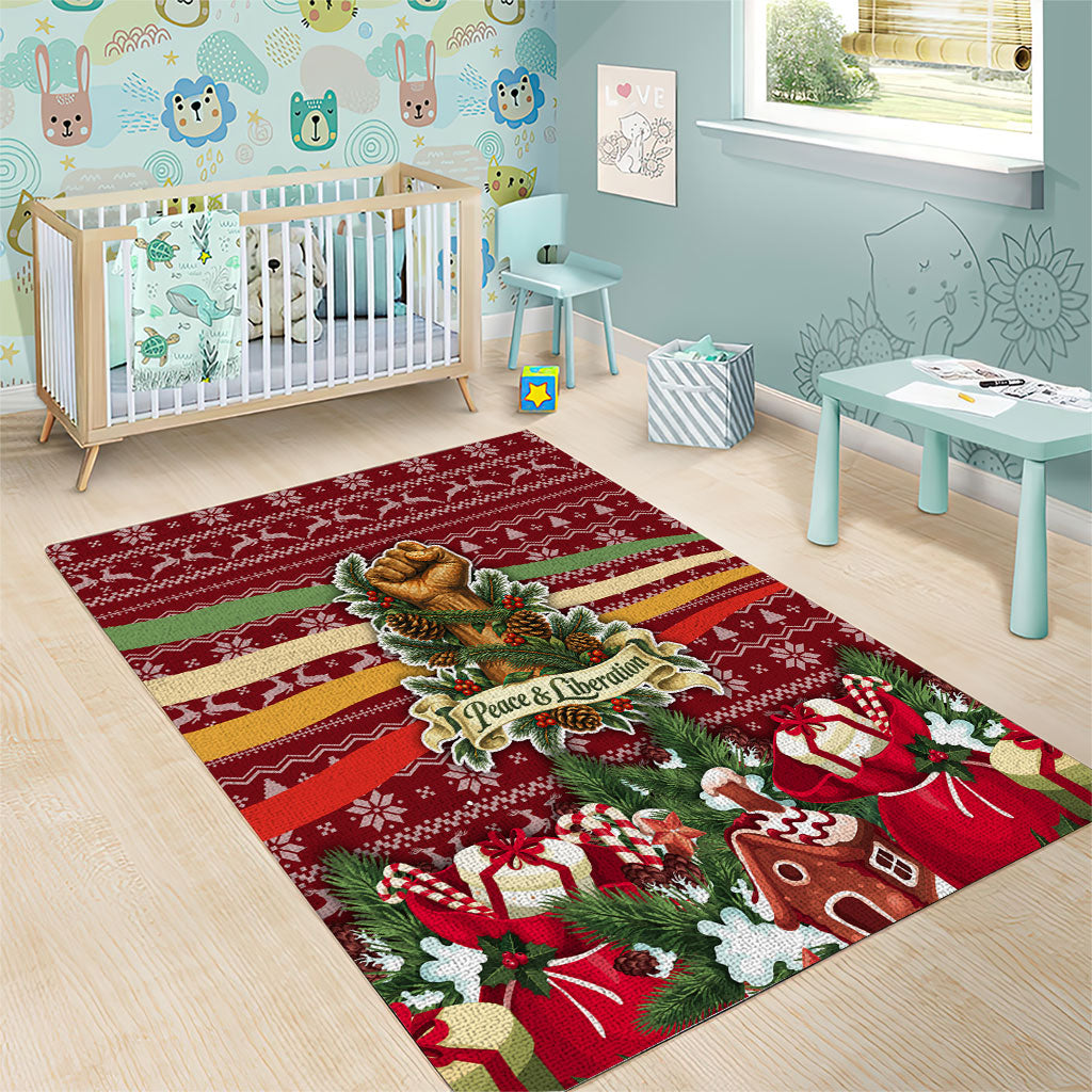 Malcolm X Peace And Liberation Christmas Area Rug Pattern Pan African Colors Xmas Holiday