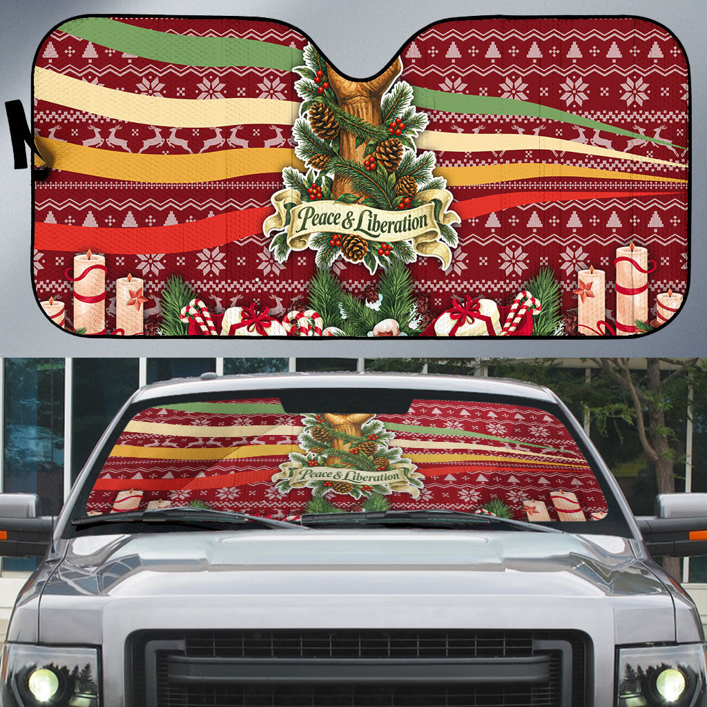 Malcolm X Peace And Liberation Christmas Auto Sun Shade Pattern Pan African Colors Xmas Holiday