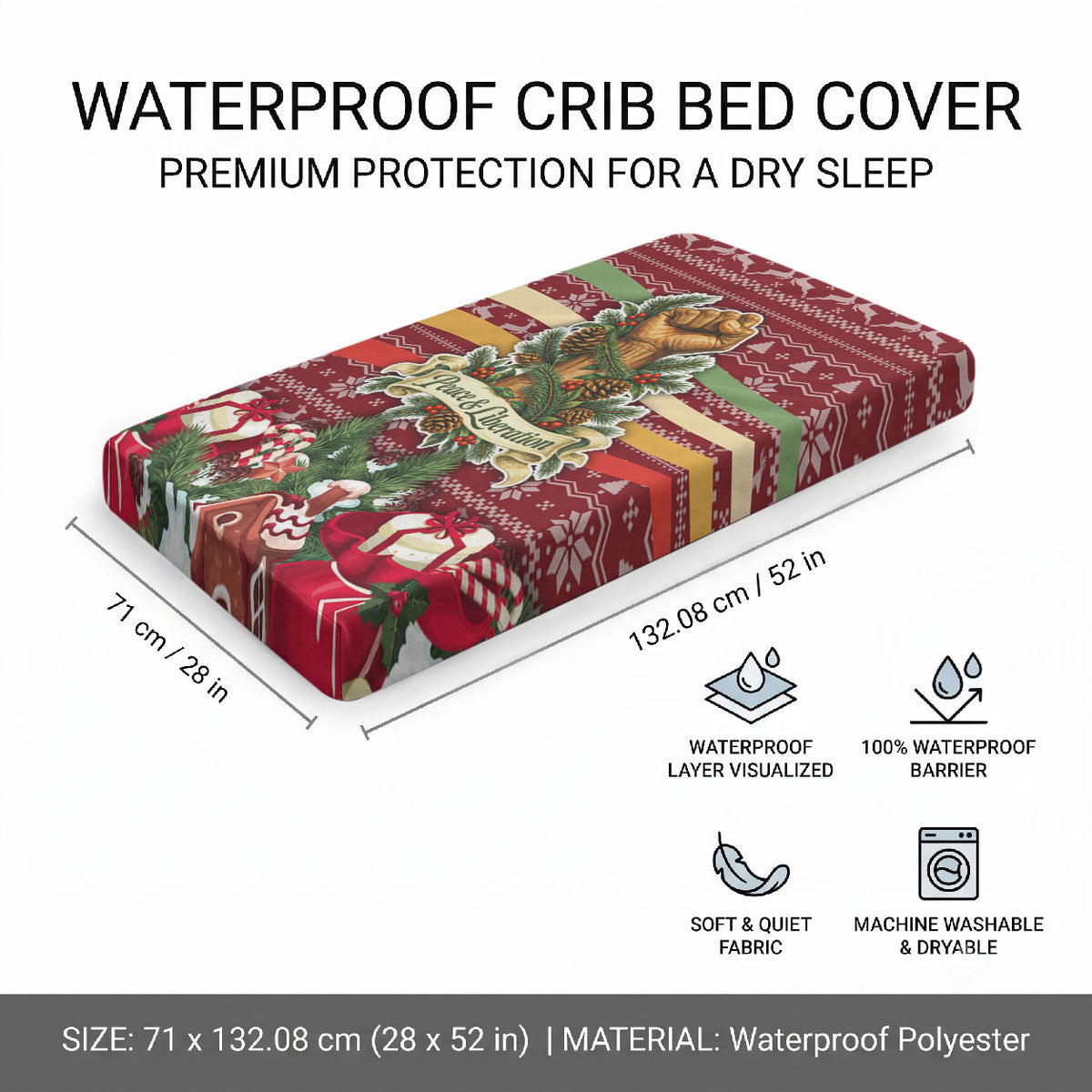 Malcolm X Peace And Liberation Christmas Baby Bed Cover Pattern Pan African Colors Xmas Holiday