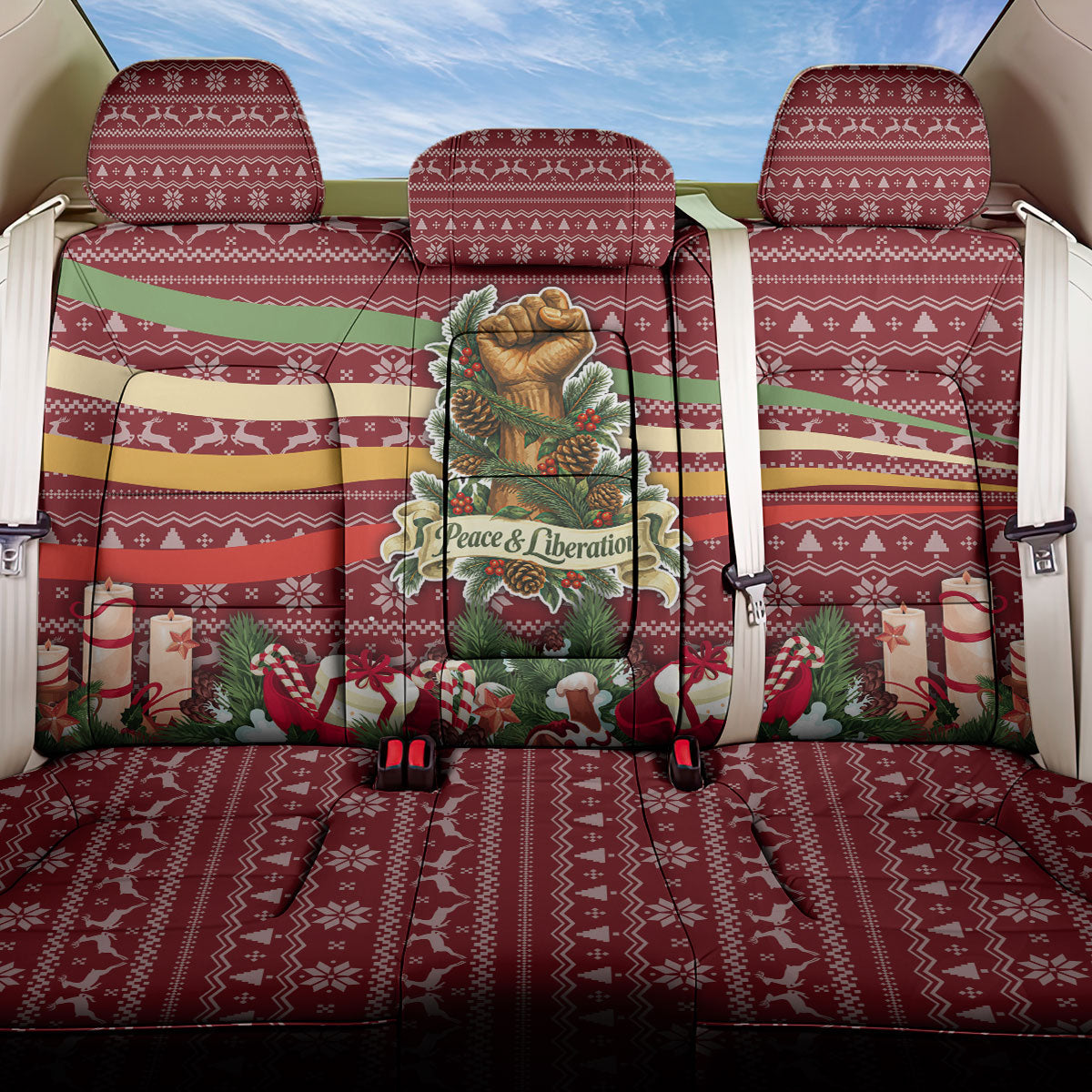 Malcolm X Peace And Liberation Christmas Back Car Seat Cover Pattern Pan African Colors Xmas Holiday
