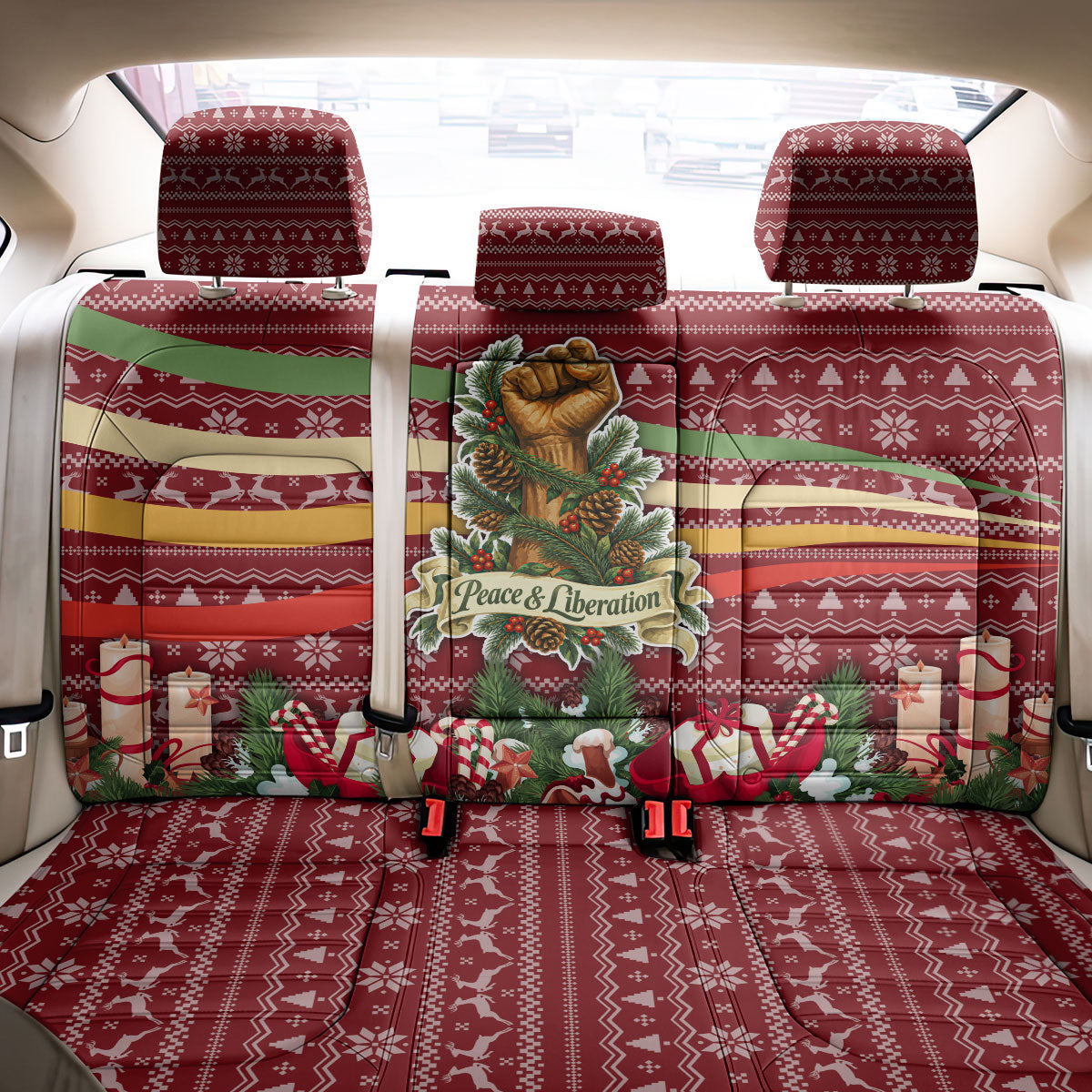Malcolm X Peace And Liberation Christmas Back Car Seat Cover Pattern Pan African Colors Xmas Holiday