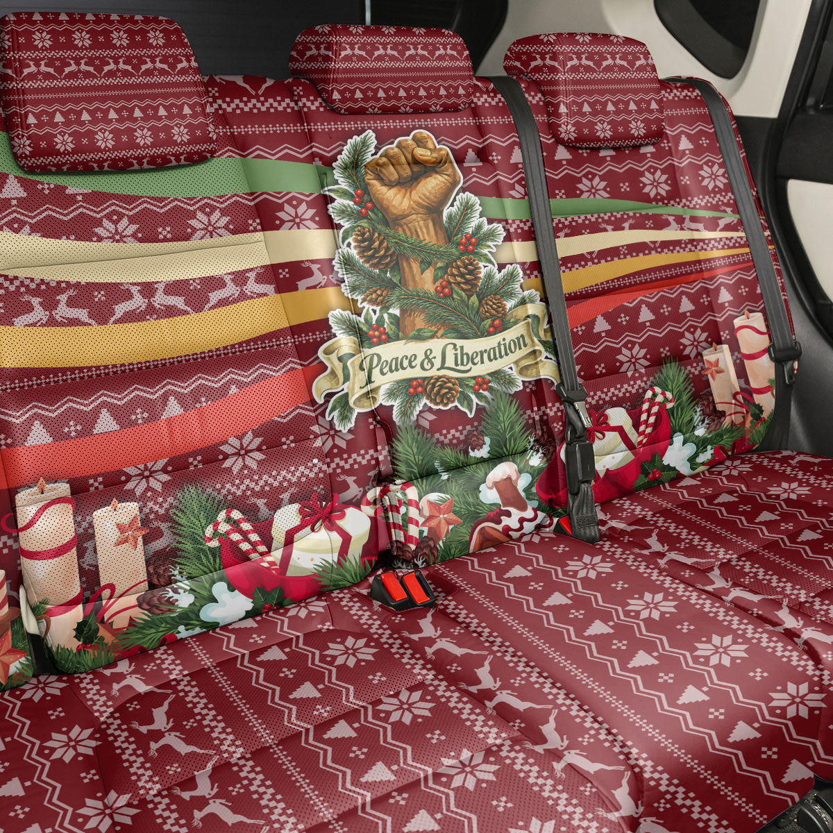 Malcolm X Peace And Liberation Christmas Back Car Seat Cover Pattern Pan African Colors Xmas Holiday