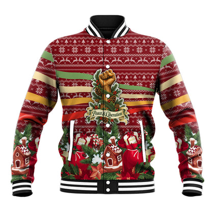 Malcolm X Peace And Liberation Christmas Baseball Jacket Pattern Pan African Colors Xmas Holiday