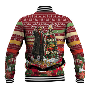 Malcolm X Peace And Liberation Christmas Baseball Jacket Pattern Pan African Colors Xmas Holiday