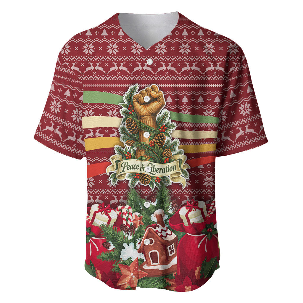 Malcolm X Peace And Liberation Christmas Baseball Jersey Pattern Pan African Colors Xmas Holiday