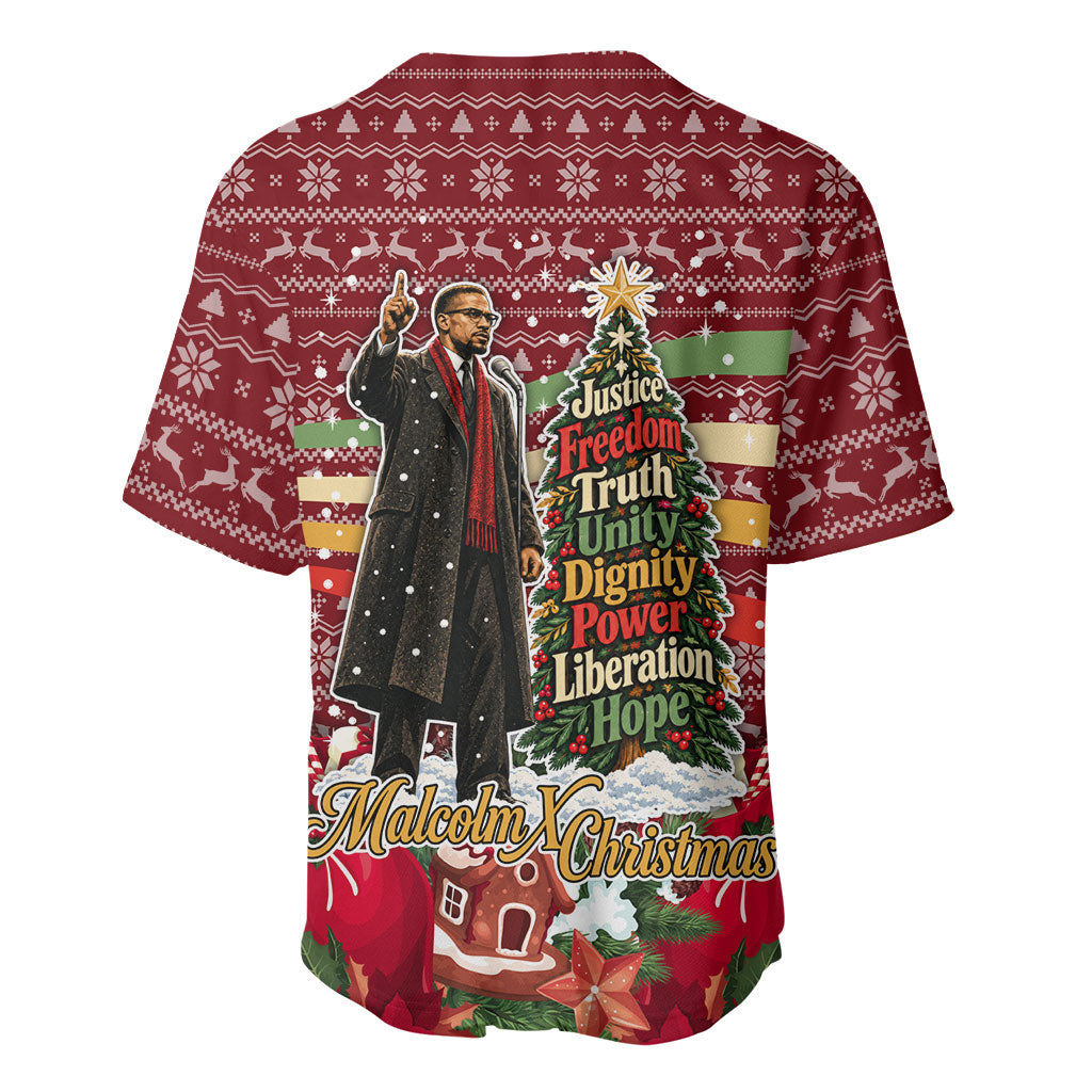 Malcolm X Peace And Liberation Christmas Baseball Jersey Pattern Pan African Colors Xmas Holiday