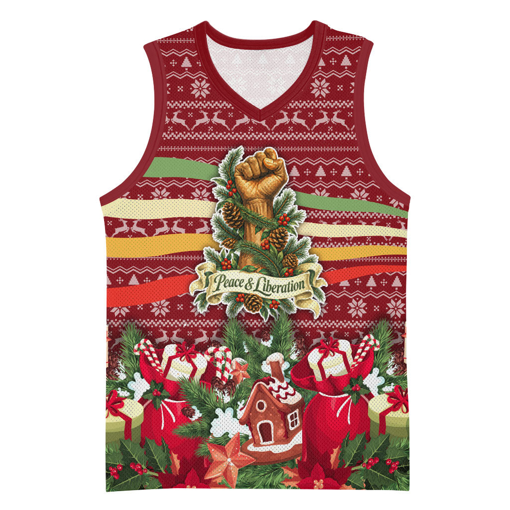 Malcolm X Peace And Liberation Christmas Basketball Jersey Pattern Pan African Colors Xmas Holiday