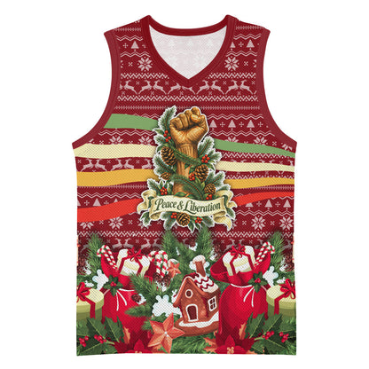 Malcolm X Peace And Liberation Christmas Basketball Jersey Pattern Pan African Colors Xmas Holiday