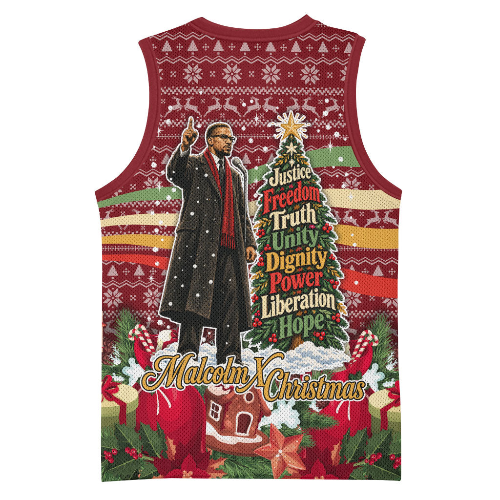 Malcolm X Peace And Liberation Christmas Basketball Jersey Pattern Pan African Colors Xmas Holiday