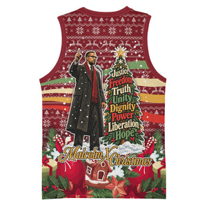 Malcolm X Peace And Liberation Christmas Basketball Jersey Pattern Pan African Colors Xmas Holiday