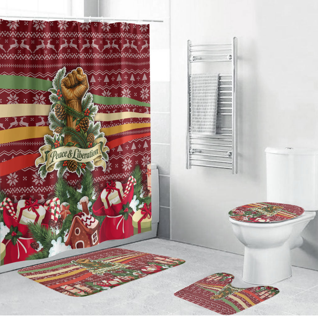 Malcolm X Peace And Liberation Christmas Bathroom Set Pattern Pan African Colors Xmas Holiday