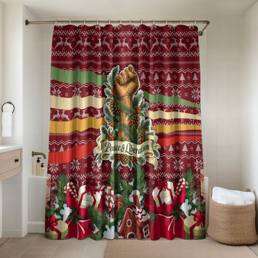 Malcolm X Peace And Liberation Christmas Bathroom Set Pattern Pan African Colors Xmas Holiday
