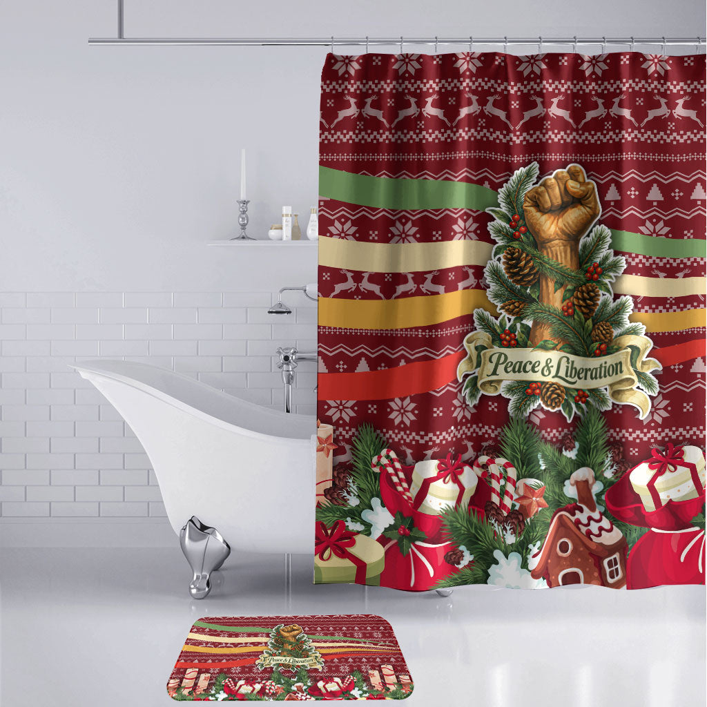 Malcolm X Peace And Liberation Christmas Bathroom Set Pattern Pan African Colors Xmas Holiday