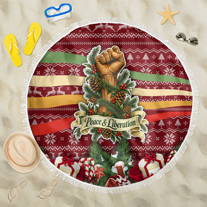 Malcolm X Peace And Liberation Christmas Beach Blanket Pattern Pan African Colors Xmas Holiday