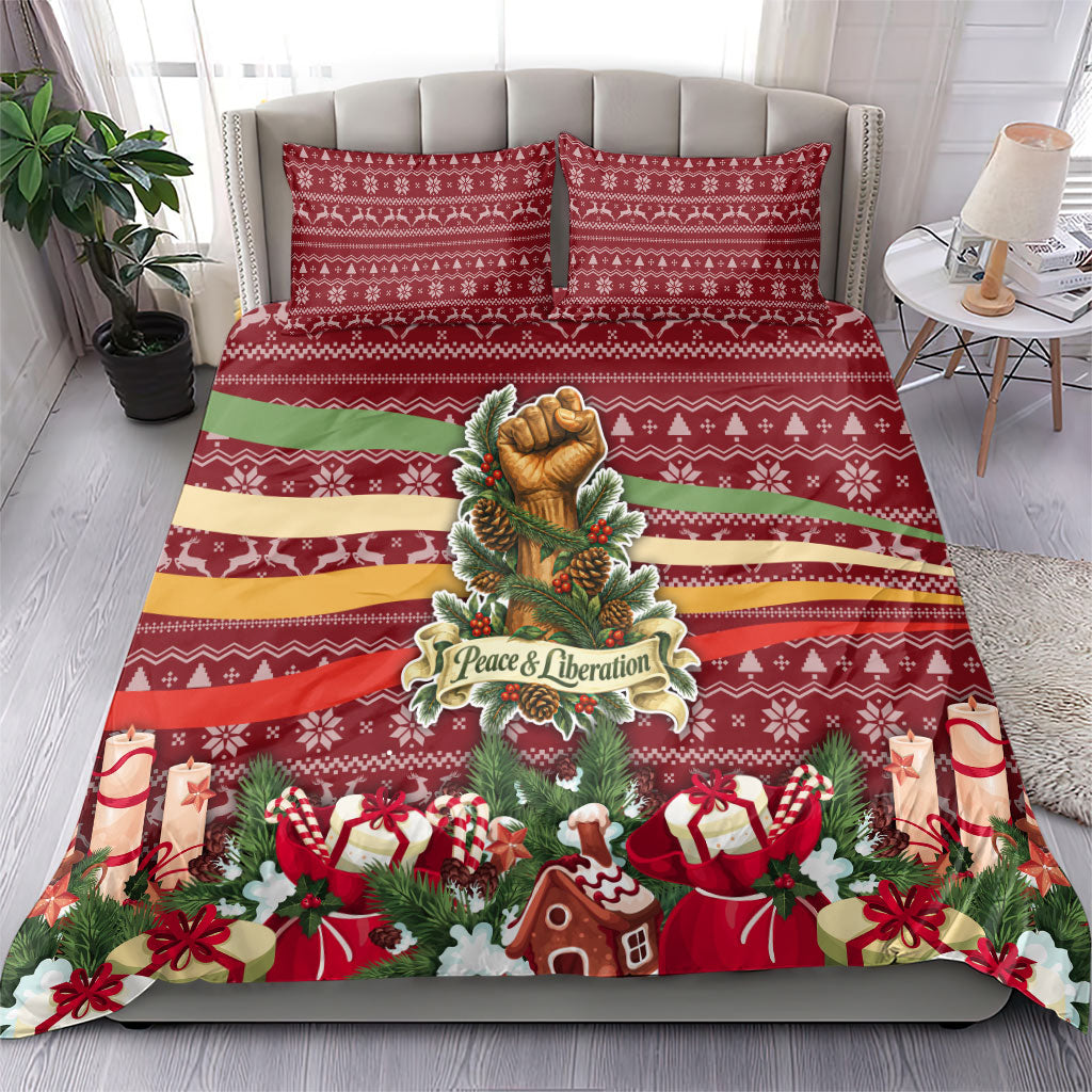 Malcolm X Peace And Liberation Christmas Bedding Set Pattern Pan African Colors Xmas Holiday