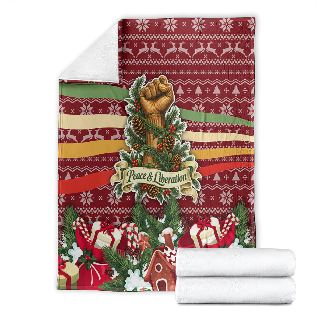 Malcolm X Peace And Liberation Christmas Blanket Pattern Pan African Colors Xmas Holiday