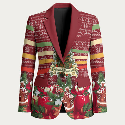 Malcolm X Peace And Liberation Christmas Blazer Pattern Pan African Colors Xmas Holiday