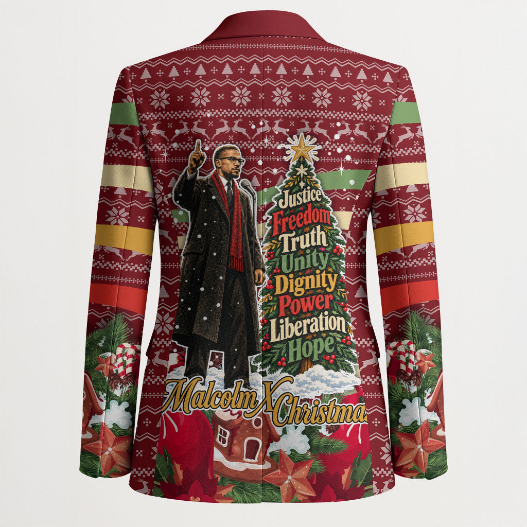 Malcolm X Peace And Liberation Christmas Blazer Pattern Pan African Colors Xmas Holiday
