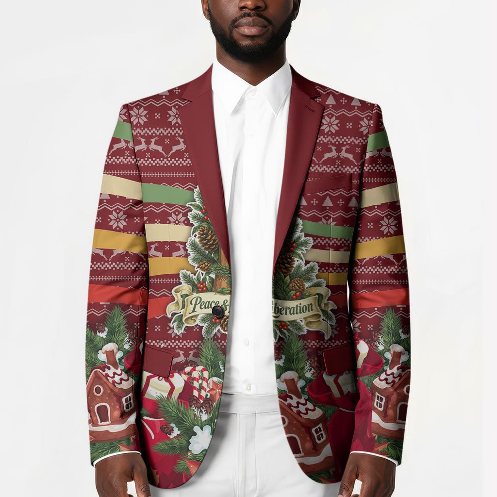 Malcolm X Peace And Liberation Christmas Blazer Pattern Pan African Colors Xmas Holiday