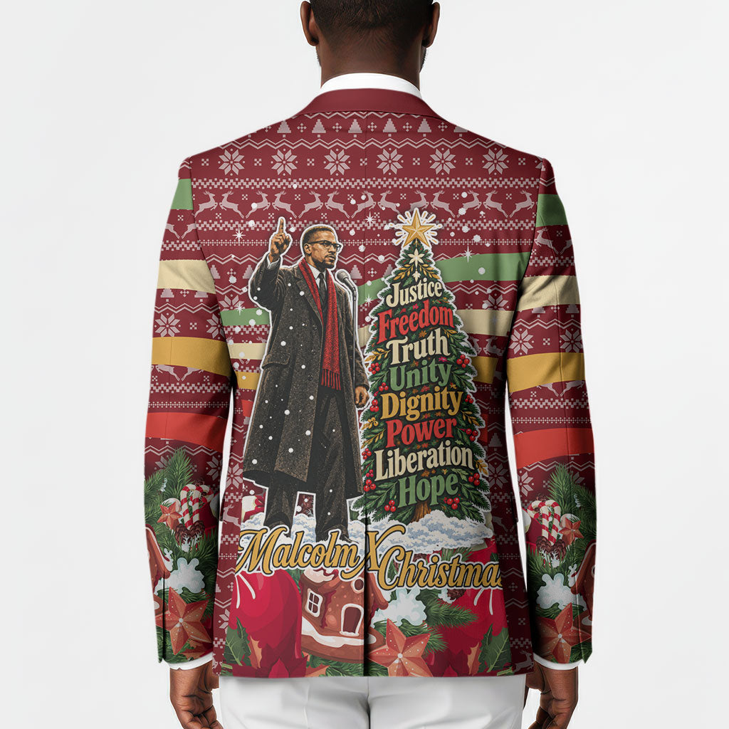 Malcolm X Peace And Liberation Christmas Blazer Pattern Pan African Colors Xmas Holiday