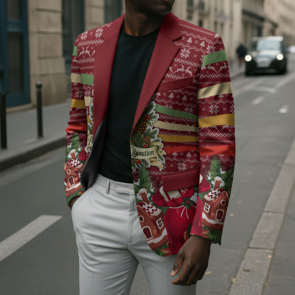Malcolm X Peace And Liberation Christmas Blazer Pattern Pan African Colors Xmas Holiday