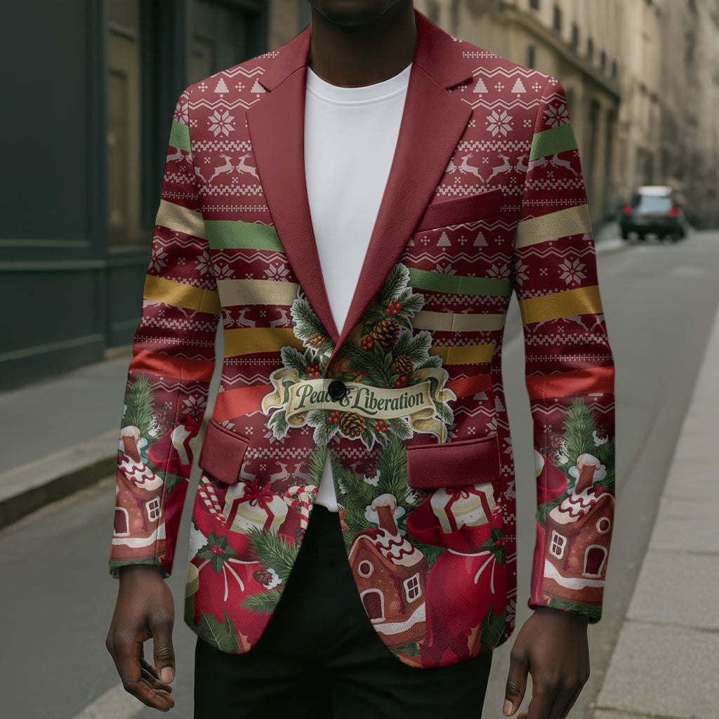 Malcolm X Peace And Liberation Christmas Blazer Pattern Pan African Colors Xmas Holiday