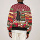Malcolm X Peace And Liberation Christmas Bomber Jacket Pattern Pan African Colors Xmas Holiday