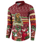 Malcolm X Peace And Liberation Christmas Button Sweatshirt Pattern Pan African Colors Xmas Holiday