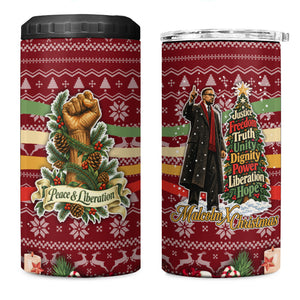 Malcolm X Peace And Liberation Christmas 4 in 1 Can Cooler Tumbler Pattern Pan African Colors Xmas Holiday