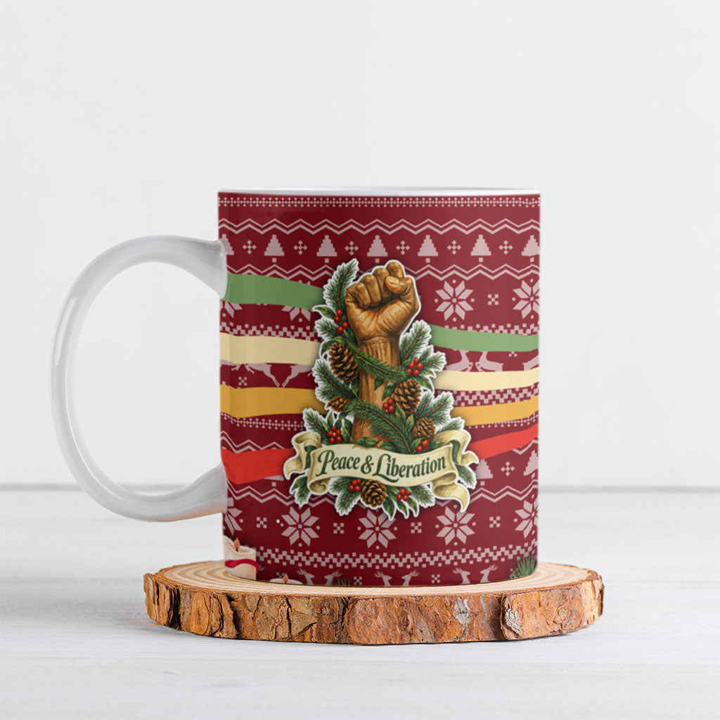 Malcolm X Peace And Liberation Christmas Ceramic Mug Pattern Pan African Colors Xmas Holiday
