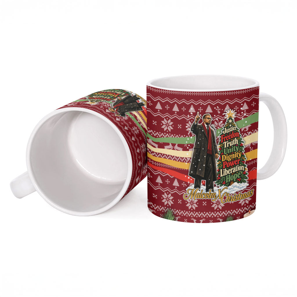 Malcolm X Peace And Liberation Christmas Ceramic Mug Pattern Pan African Colors Xmas Holiday