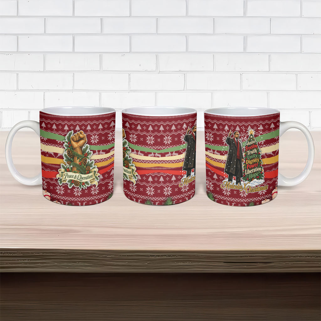 Malcolm X Peace And Liberation Christmas Ceramic Mug Pattern Pan African Colors Xmas Holiday