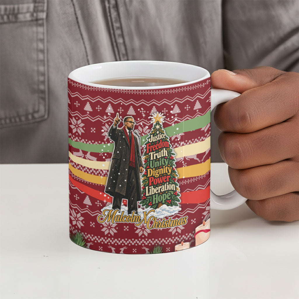 Malcolm X Peace And Liberation Christmas Ceramic Mug Pattern Pan African Colors Xmas Holiday