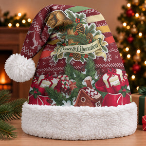 Malcolm X Peace And Liberation Christmas Santa Hat Pattern Pan African Colors Xmas Holiday